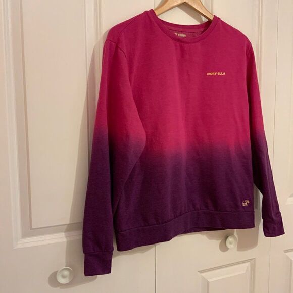 Ivory Ella Sweatshirt Purple Ombré Dip Dyed Long Sleeve XS - Picture 6 of 8